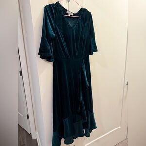Chic Velvet High Low Dress in Teal